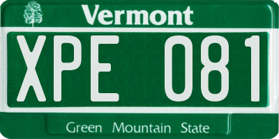 VT license plate XPE081