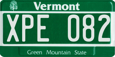 VT license plate XPE082