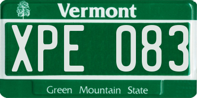 VT license plate XPE083