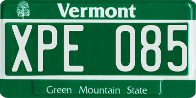 VT license plate XPE085