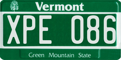 VT license plate XPE086