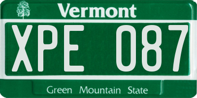 VT license plate XPE087