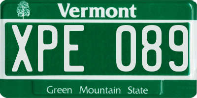 VT license plate XPE089