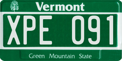 VT license plate XPE091