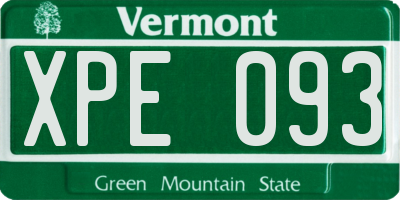 VT license plate XPE093