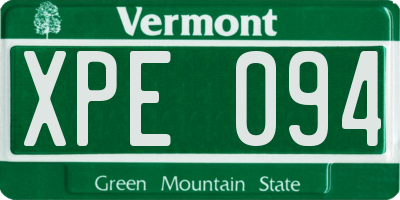 VT license plate XPE094
