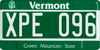 VT license plate XPE096