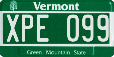 VT license plate XPE099