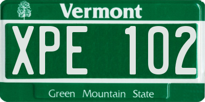 VT license plate XPE102