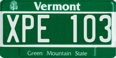 VT license plate XPE103