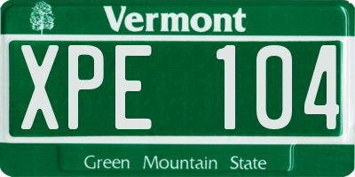VT license plate XPE104