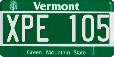 VT license plate XPE105