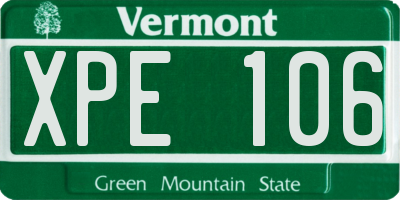VT license plate XPE106