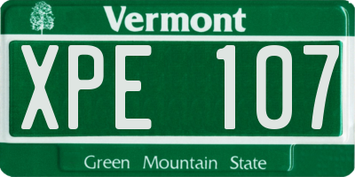 VT license plate XPE107