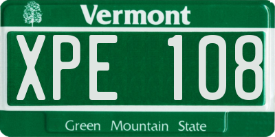 VT license plate XPE108