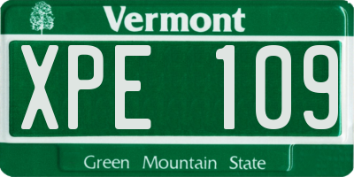 VT license plate XPE109