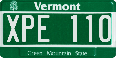 VT license plate XPE110