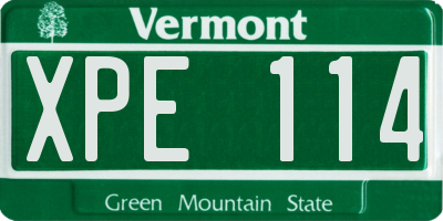 VT license plate XPE114
