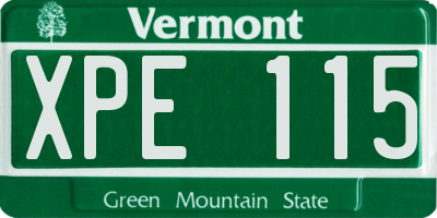 VT license plate XPE115