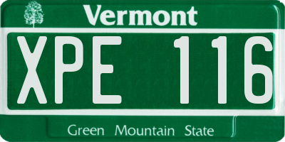 VT license plate XPE116