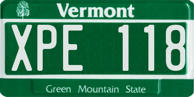 VT license plate XPE118