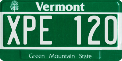 VT license plate XPE120