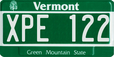 VT license plate XPE122