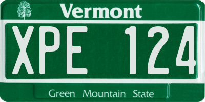 VT license plate XPE124