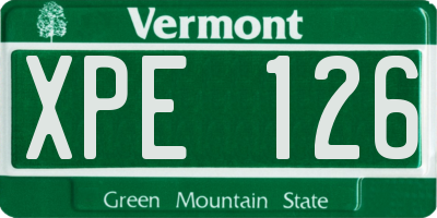 VT license plate XPE126