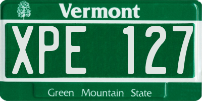 VT license plate XPE127