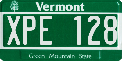 VT license plate XPE128