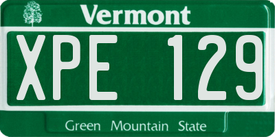 VT license plate XPE129