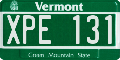 VT license plate XPE131