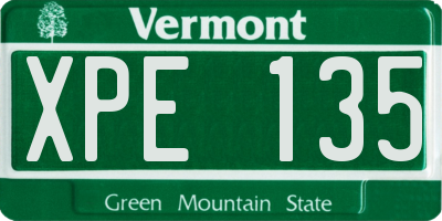 VT license plate XPE135