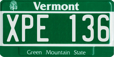 VT license plate XPE136