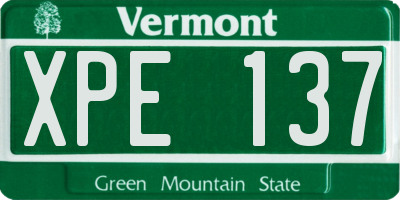 VT license plate XPE137