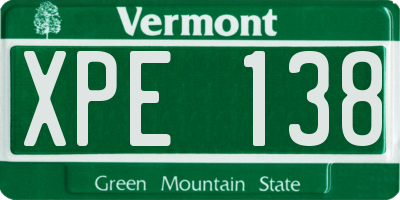 VT license plate XPE138