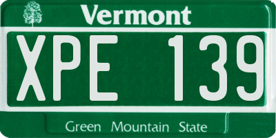 VT license plate XPE139
