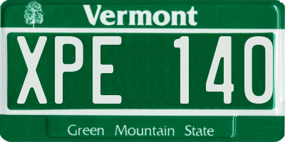 VT license plate XPE140