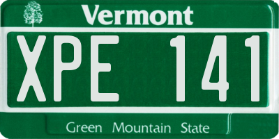 VT license plate XPE141