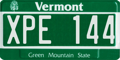 VT license plate XPE144
