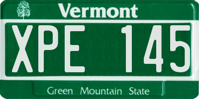 VT license plate XPE145