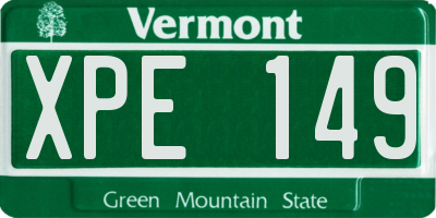 VT license plate XPE149