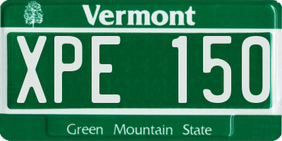 VT license plate XPE150