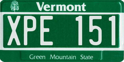 VT license plate XPE151