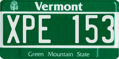 VT license plate XPE153