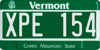 VT license plate XPE154