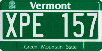 VT license plate XPE157