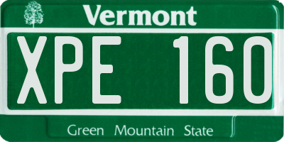 VT license plate XPE160