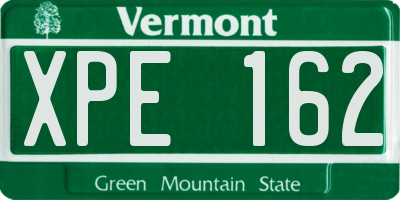 VT license plate XPE162